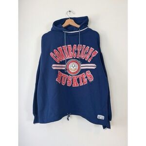 Vintage 90's UConn Huskies Logo 7 NCAA Navy Blue Hoodie - Large